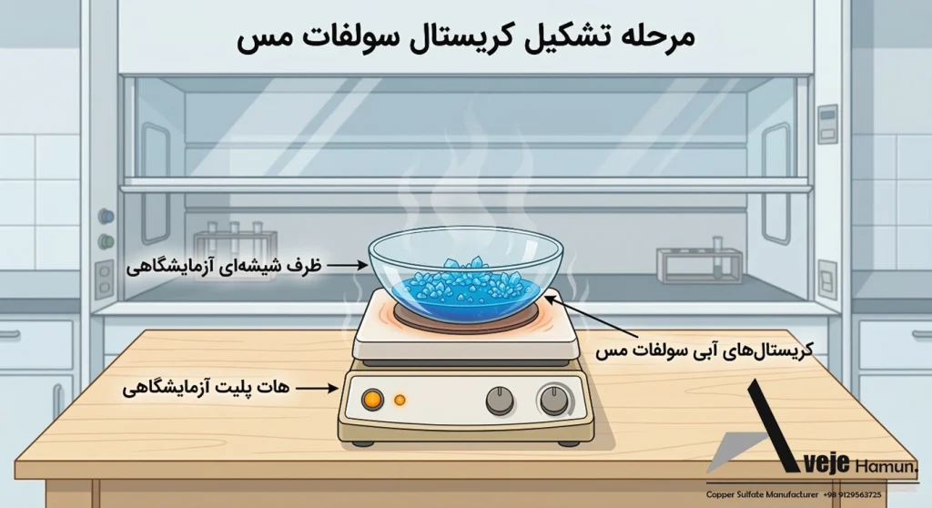 تشکیل کریستال و خشک کردن سولفات مس